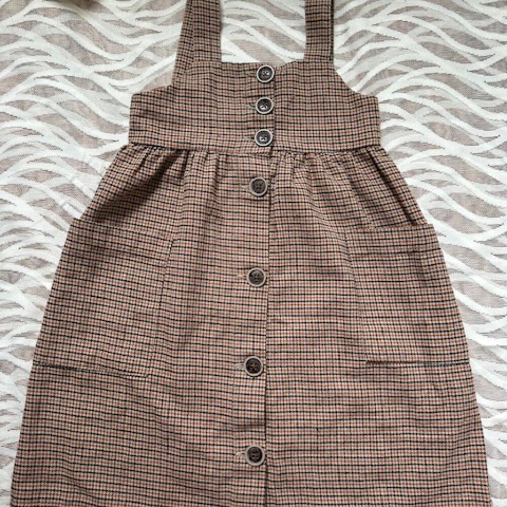 Zara Kids Collection Girl Brown Tweed Houndstooth Jumper Dress Size 5